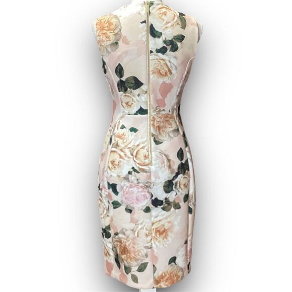 Calvin Klein Floral Print Scuba Sheath Blush Multi Colored Crew Neck Dress - Picture 11 of 11